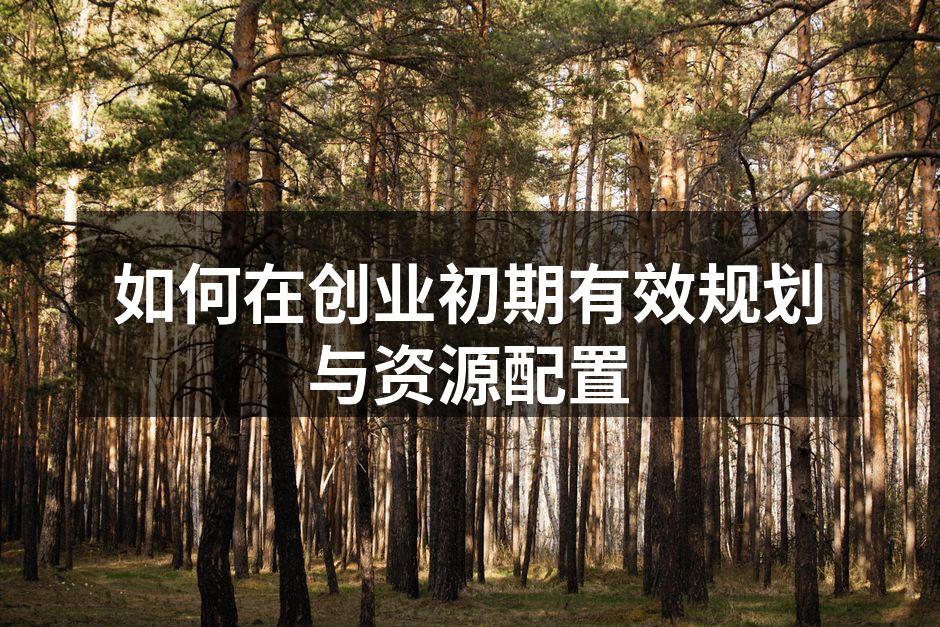 如何在创业初期有效规划与资源配置