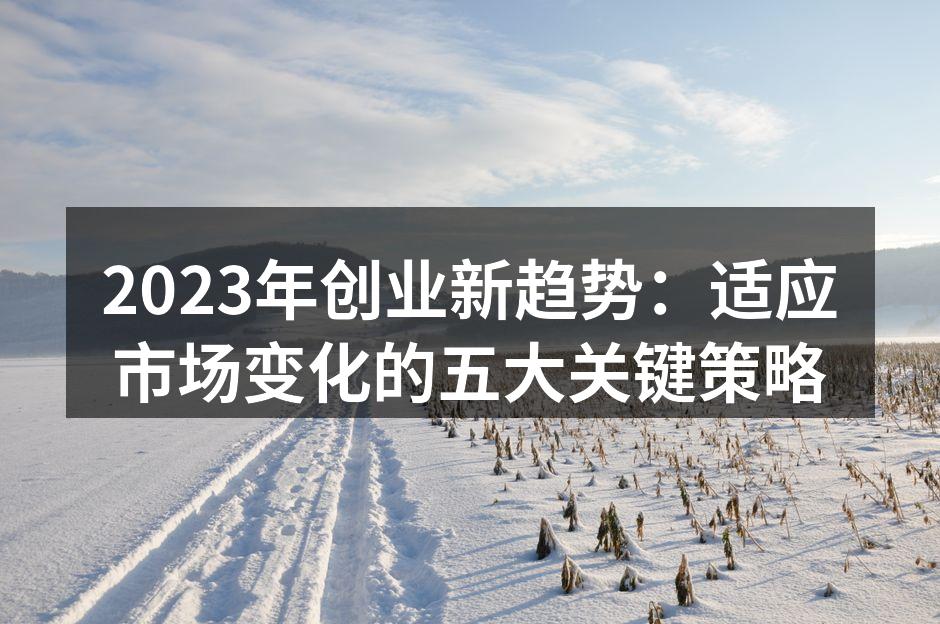 2023年创业新趋势：适应市场变化的五大关键策略